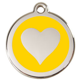 Produktbild von RedDingo Hundemarke mit individueller Gravur Herz gelb Größe M