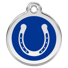 Produktbild von RedDingo Hundemarke mit individueller Gravur Hufeisen dunkelblau Größe M