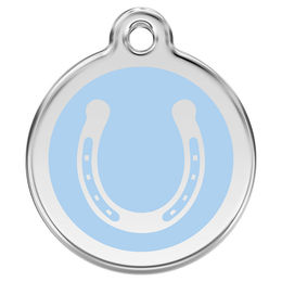 Produktbild von RedDingo Hundemarke mit individueller Gravur Hufeisen hellblau Größe M