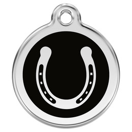 Produktbild von RedDingo Hundemarke mit individueller Gravur Hufeisen schwarz Größe L