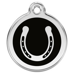Produktbild von RedDingo Hundemarke mit individueller Gravur Hufeisen schwarz Größe S