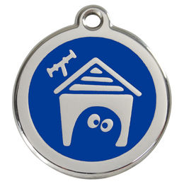 Produktbild von RedDingo Hundemarke mit individueller Gravur Hundehütte dunkelblau Größe L