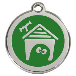 Produktbild von RedDingo Hundemarke mit individueller Gravur Hundehütte grün Größe S