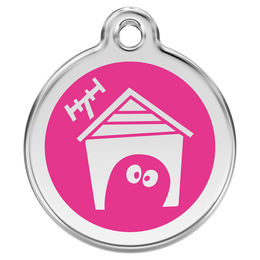 Produktbild von RedDingo Hundemarke mit individueller Gravur Hundehütte hot pink Größe L