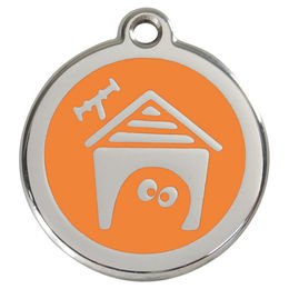 Produktbild von RedDingo Hundemarke mit individueller Gravur Hundehütte orange Größe L