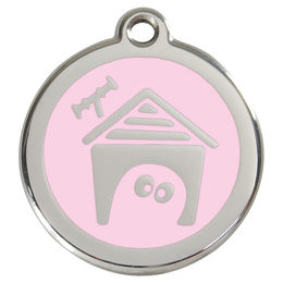 Produktbild von RedDingo Hundemarke mit individueller Gravur Hundehütte pink Größe L