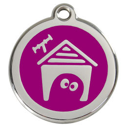 Produktbild von RedDingo Hundemarke mit individueller Gravur Hundehütte purple Größe L