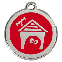 Produktbild von RedDingo Hundemarke mit individueller Gravur Hundehütte rot Größe L