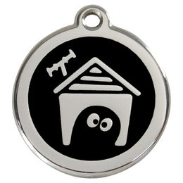 Produktbild von RedDingo Hundemarke mit individueller Gravur Hundehütte schwarz Größe L