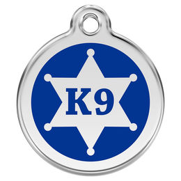 Produktbild von RedDingo Hundemarke mit individueller Gravur K9 Sheriff dunkelblau Größe M