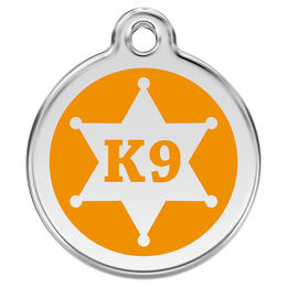 Produktbild von RedDingo Hundemarke mit individueller Gravur K9 Sheriff orange Größe M