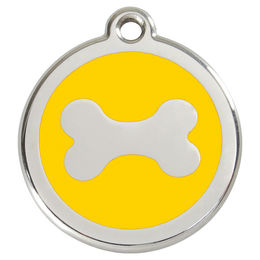 Produktbild von RedDingo Hundemarke mit individueller Gravur Knochen gelb Größe L