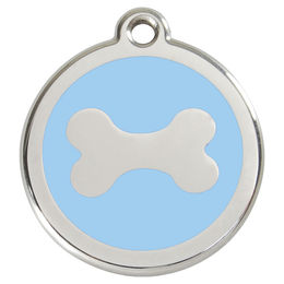 Produktbild von RedDingo Hundemarke mit individueller Gravur Knochen hellblau Größe M