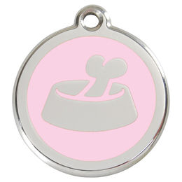 Produktbild von RedDingo Hundemarke mit individueller Gravur Knochen im Napf pink Größe L - 24,7 g