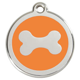 Produktbild von RedDingo Hundemarke mit individueller Gravur Knochen orange Größe M