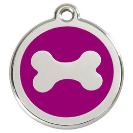 Produktbild von RedDingo Hundemarke mit individueller Gravur Knochen purple Größe S