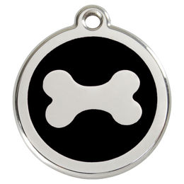 Produktbild von RedDingo Hundemarke mit individueller Gravur Knochen schwarz Größe M