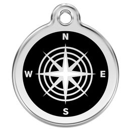 Produktbild von RedDingo Hundemarke mit individueller Gravur Kompass schwarz Größe S