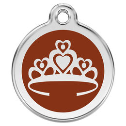 Produktbild von RedDingo Hundemarke mit individueller Gravur Krone braun Größe S