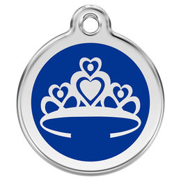 Produktbild von RedDingo Hundemarke mit individueller Gravur Krone dunkelblau Größe L
