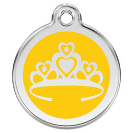 Produktbild von RedDingo Hundemarke mit individueller Gravur Krone gelb