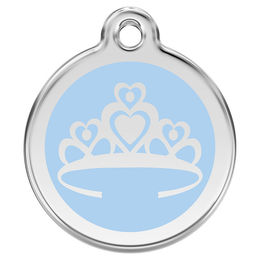 Produktbild von RedDingo Hundemarke mit individueller Gravur Krone hellblau Größe M