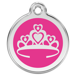 Produktbild von RedDingo Hundemarke mit individueller Gravur Krone hot pink Größe S