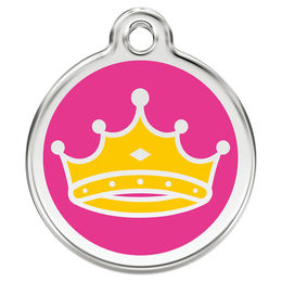 Produktbild von RedDingo Hundemarke mit individueller Gravur Krone Königin hot pink Größe M