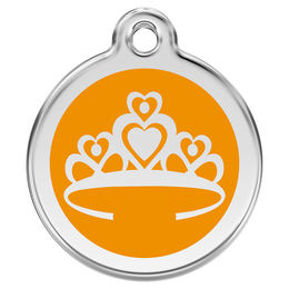Produktbild von RedDingo Hundemarke mit individueller Gravur Krone orange Größe S