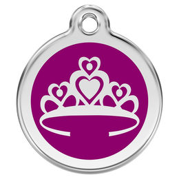 Produktbild von RedDingo Hundemarke mit individueller Gravur Krone purple Größe L