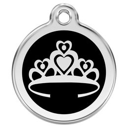 Produktbild von RedDingo Hundemarke mit individueller Gravur Krone schwarz Größe M