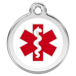 Produktbild von RedDingo Hundemarke mit individueller Gravur Medical weiß Größe M