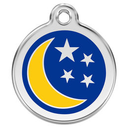 Produktbild von RedDingo Hundemarke mit individueller Gravur Mond & Sterne dunkelblau Größe M