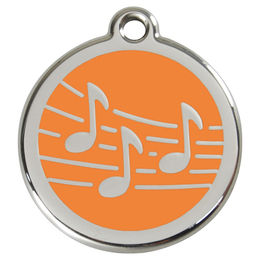 Produktbild von RedDingo Hundemarke mit individueller Gravur Musik orange Größe S
