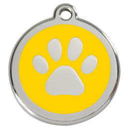 Produktbild von RedDingo Hundemarke mit individueller Gravur Pfotenabdruck gelb Größe S