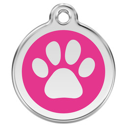Produktbild von RedDingo Hundemarke mit individueller Gravur Pfotenabdruck hot pink Größe S - 7 g