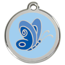 Produktbild von RedDingo Hundemarke mit individueller Gravur Schmetterling hellblau Größe M