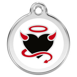 Produktbild von RedDingo Hundemarke mit individueller Gravur Teufel weiß Größe L