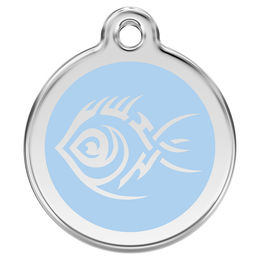 Produktbild von RedDingo Hundemarke mit individueller Gravur Tribal Fisch hellblau Größe L