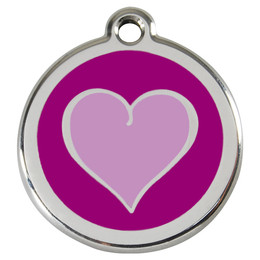 Produktbild von RedDingo Katzenmarke mit individueller Gravur farbiges Herz purple