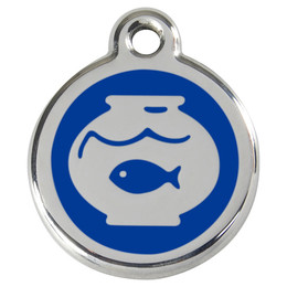 Produktbild von RedDingo Katzenmarke mit individueller Gravur Fischglas dunkelblau