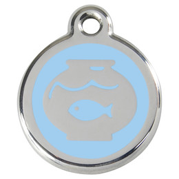 Produktbild von RedDingo Katzenmarke mit individueller Gravur Fischglas hellblau