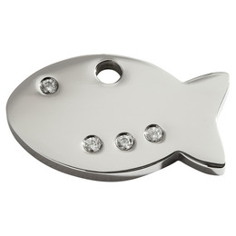 Produktbild von RedDingo Katzenmarke mit individueller Gravur und Swarovski-Steinbesatz Fisch