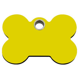 Produktbild von RedDingo Kunststoff Hundemarke mit individueller Gravur Knochen gelb Größe S - 7 g