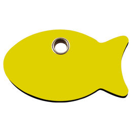 Produktbild von RedDingo Kunststoff Katzenmarke mit individueller Gravur Fisch gelb