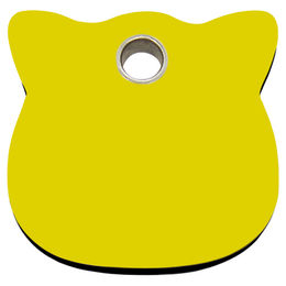 Produktbild von RedDingo Kunststoff Katzenmarke mit individueller Gravur Katzenkopf gelb