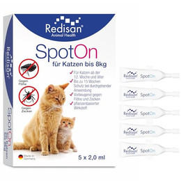 Produktbild von Redisan® Katzen Spot On Pflanzenbasiertes Zeckenmittel - 5 x 2 ml