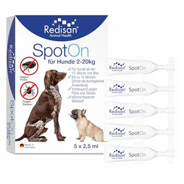 Produktbild von Redisan Spot on Hund Pflanzenbasiertes Zeckenmittel - 5 x 2,5 ml