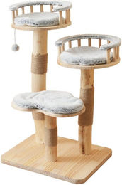 REDOM Kratzbaum aus Massivholz, 3-stufiges Sprungbrett, – Bild 1 von 5