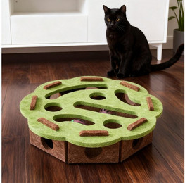 Produktbild von REDOM Tier-Intelligenzspielzeug Tier-Aktivitätsspiel Filzspielzeug Filz-Katzenlabyrinth-Box, Filz, Anti-Langeweile Spielbox für Katzen mit 3 Glockenbällen (1-tlg) interaktives Katzenspielzeug zum Buddeln und Kratzen